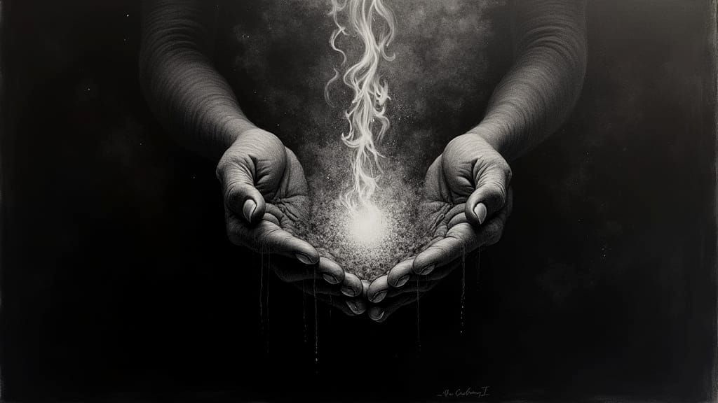 God's Voice Heard, Hearts Unhardened in Charcoal Drawing