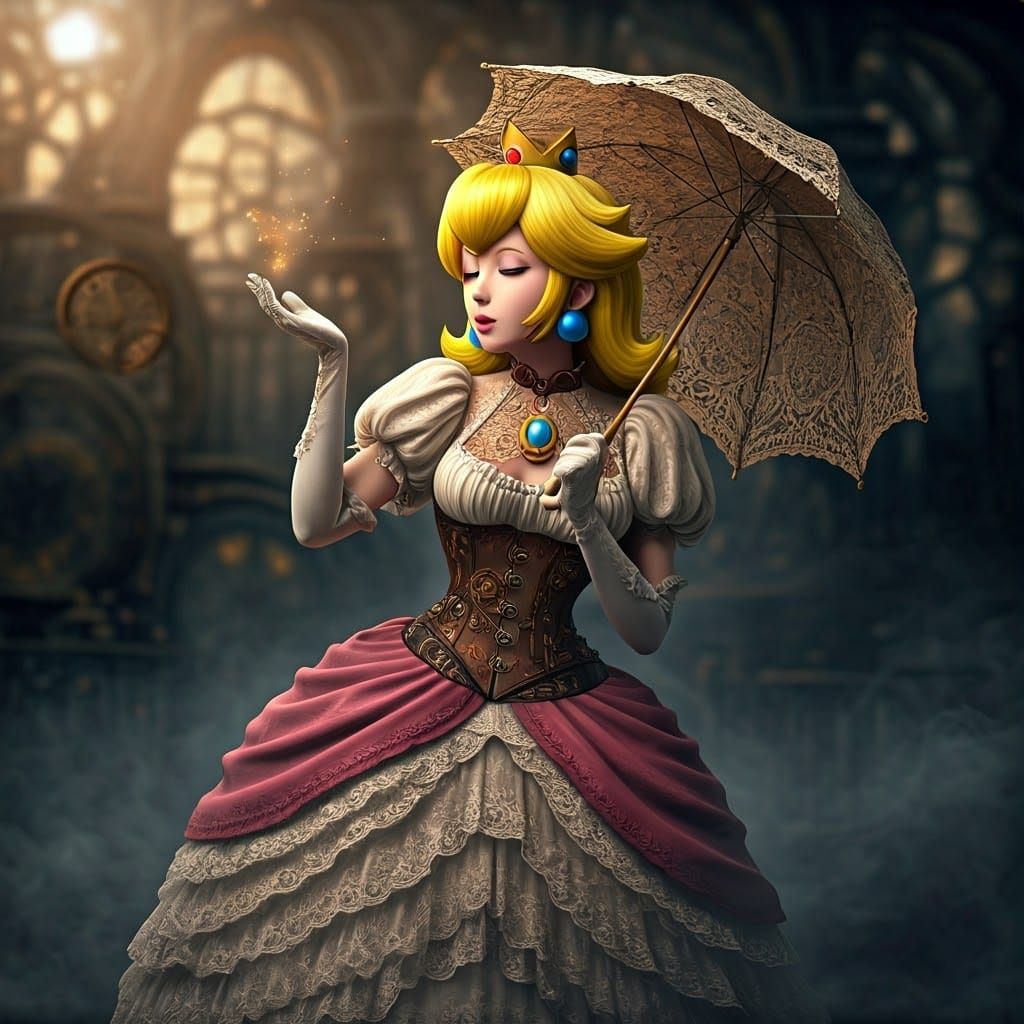 Princess Peach in Steampunk Victorian Gown