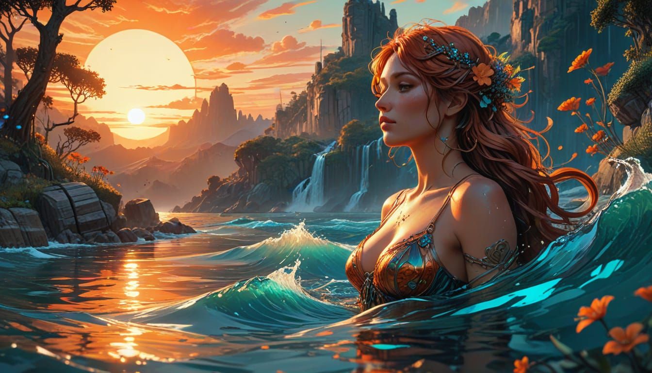 Dreamy Sunset Landscape in Vibrant Colors