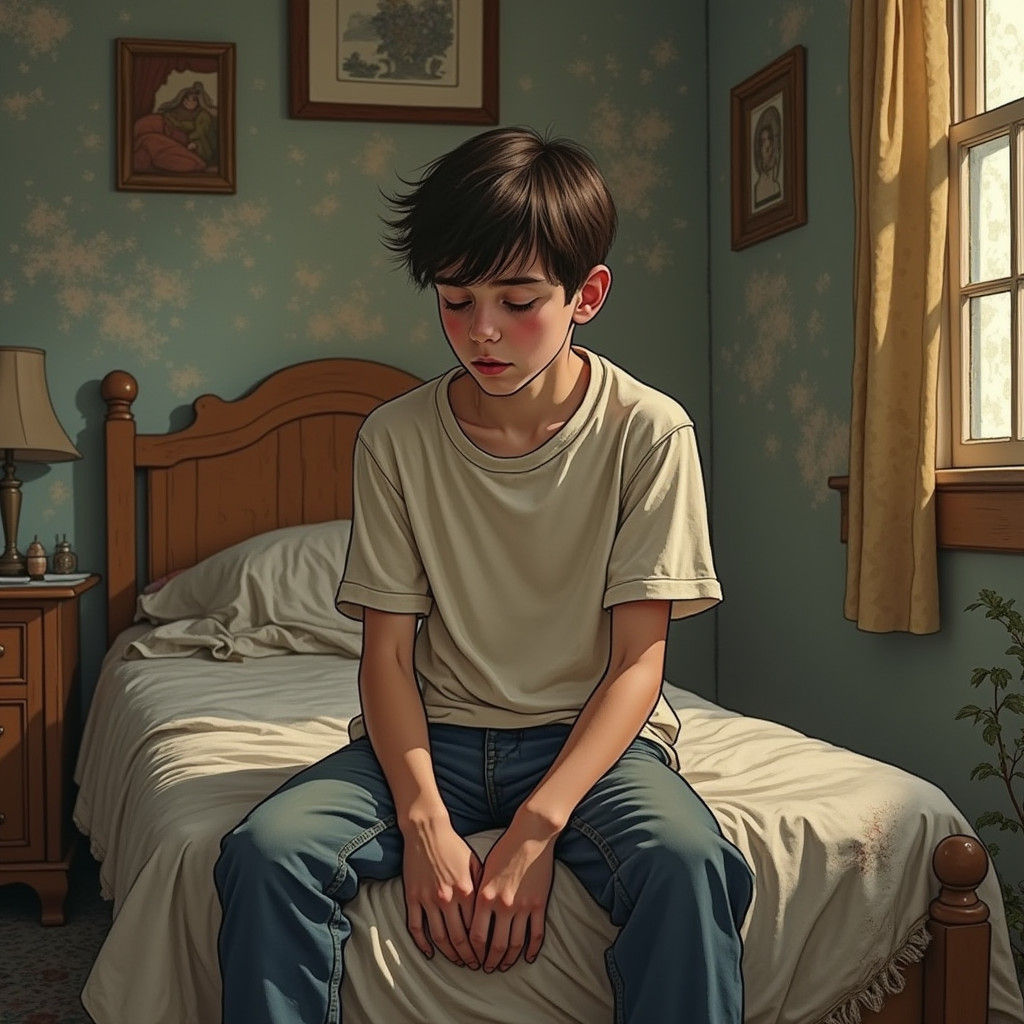 Heartbreak in Childhood Bedroom: Emotional Scene
