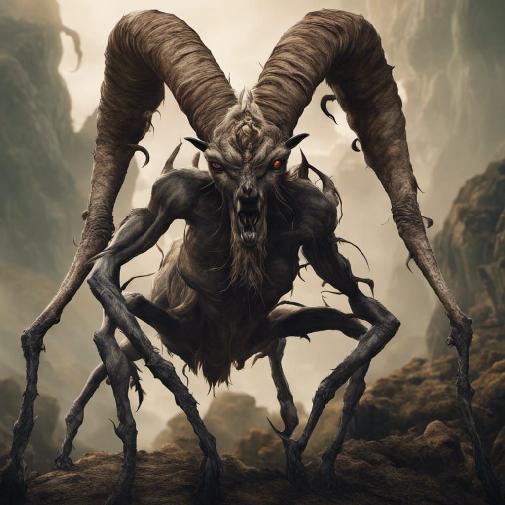 Spider-Goat Centaur Creature: Detailed Matte Painting