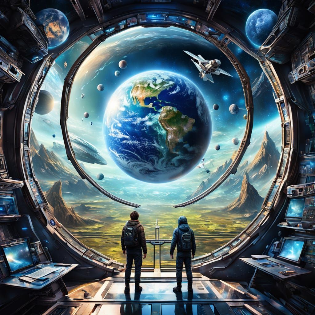 Earth Through Alien Window, Cosmic Illustration