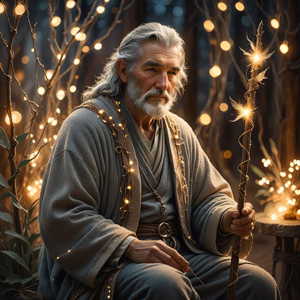 Fantasy Sage Among Twinkling Lights: Magical Realism