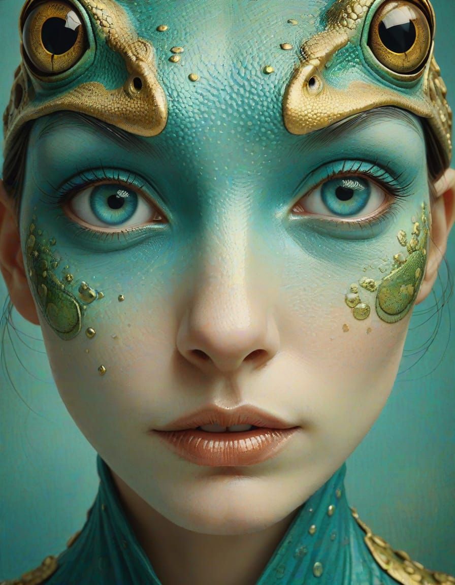 Frog-Woman Portrait in Digital Painting Style