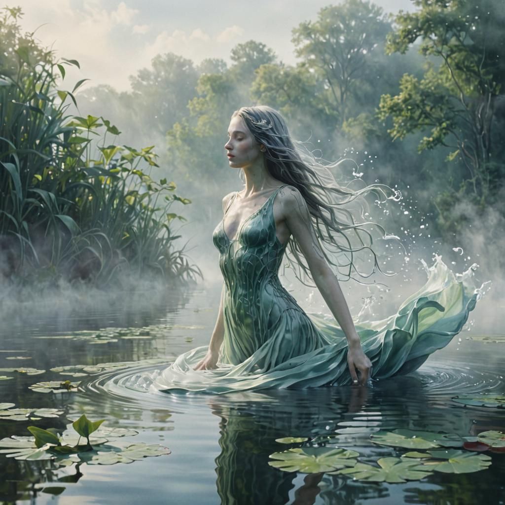 Ethereal Water Elemental Rising: A Surreal Watercolor