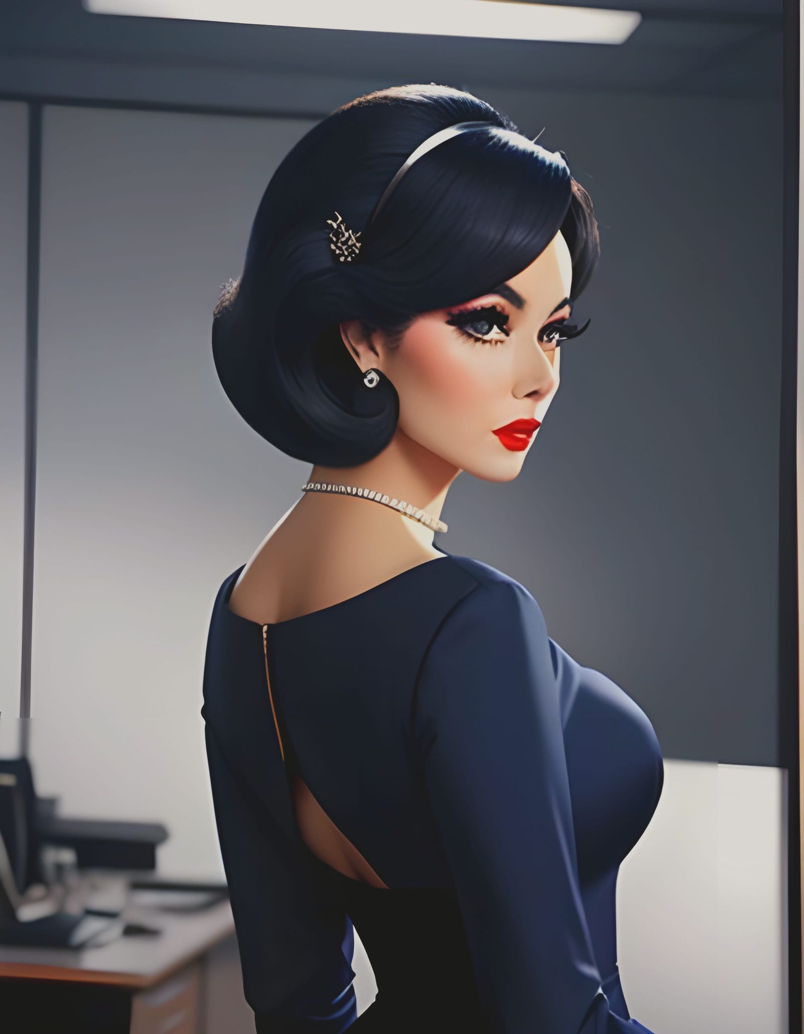 1960s Mod Woman in Film Noir Style