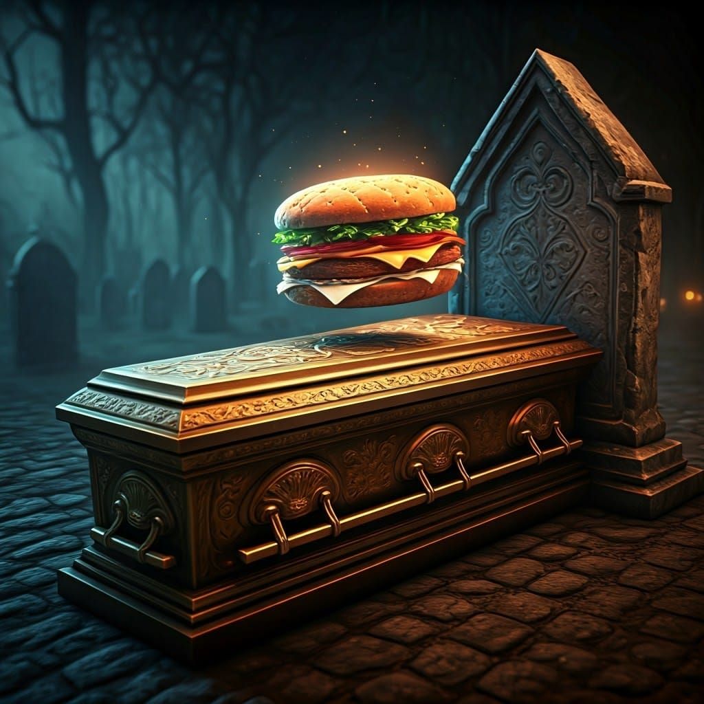 Golden Victorian Coffin with Heavenly Sandwich