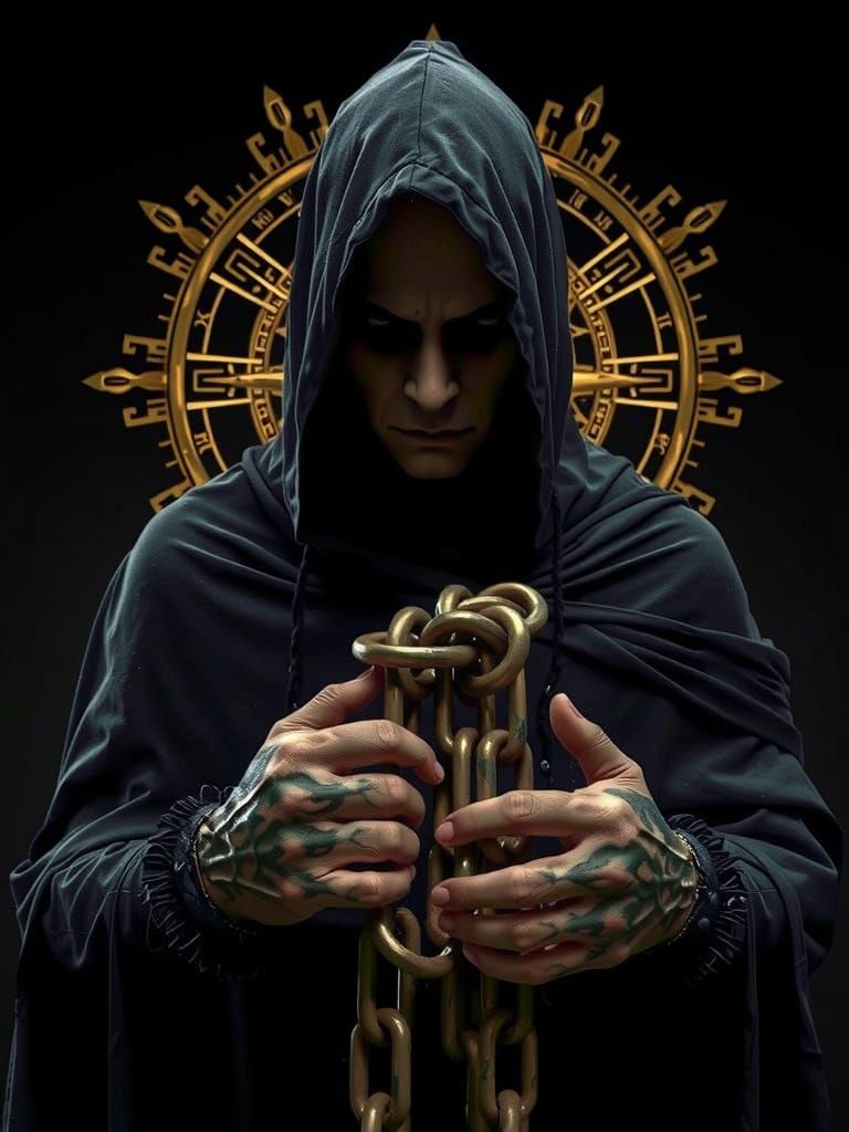 Eerie Cloaked Figure with Clock-Punk Sundial in Junji Ito St...