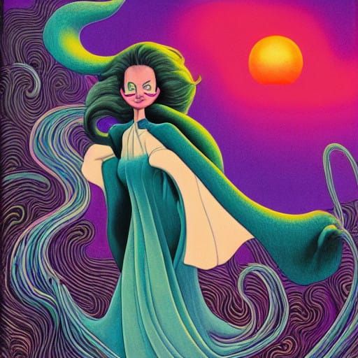 The Dude, resplendent in a rumpled, billowy white shirt with loose threads and frayed cuffs, high-waisted, faded jeans w...