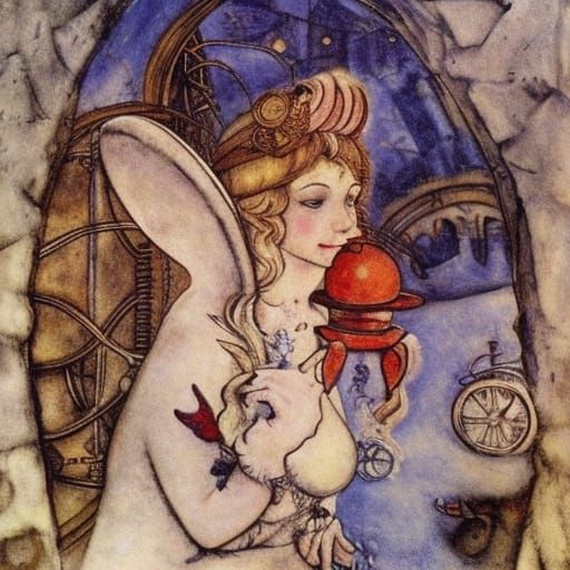 Steampunk Mouse in Winter Fairycore Fantasy