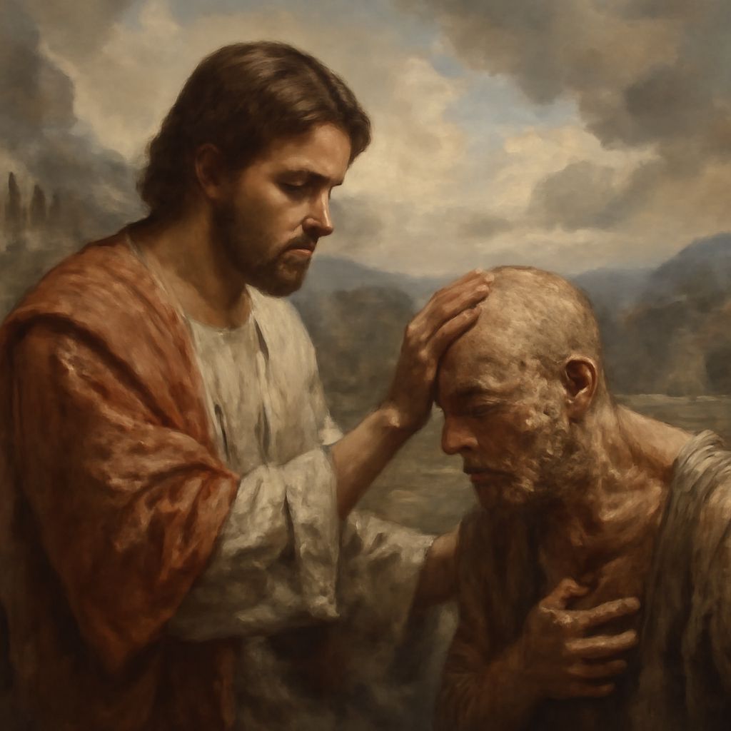 Jesus Healing A Leper Detailed Matte Painting