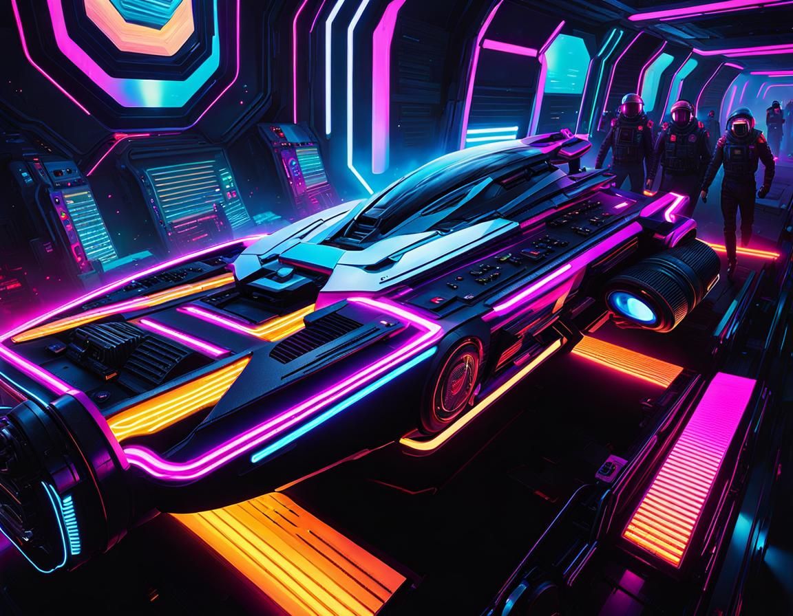 Cyberpunk Astronauts in Synthwave Cityscape