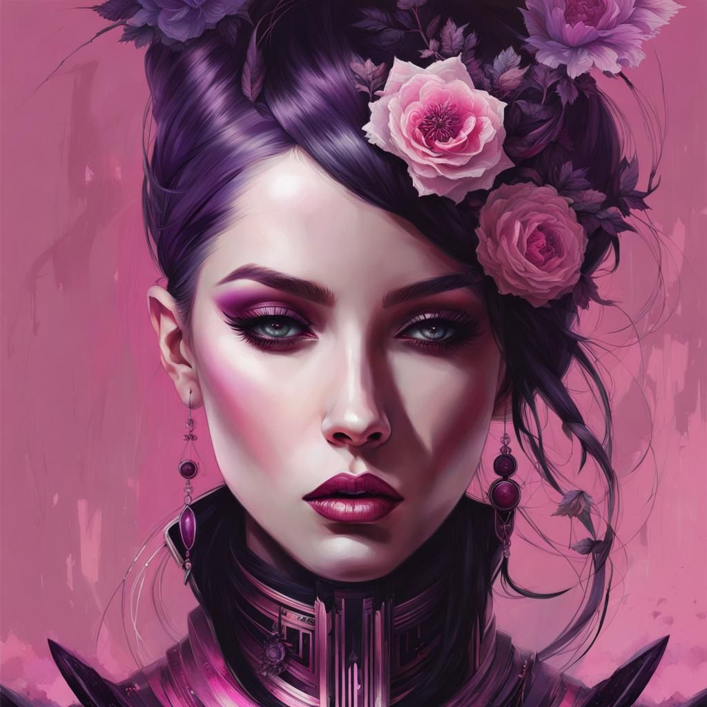 Futuristic Cyber Woman in Galactic Fashion