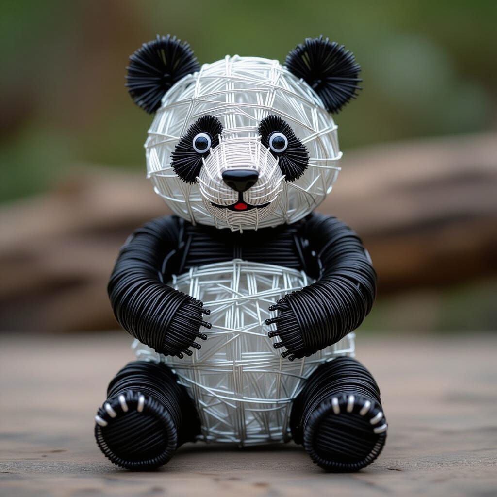 Wire Panda Sculpture