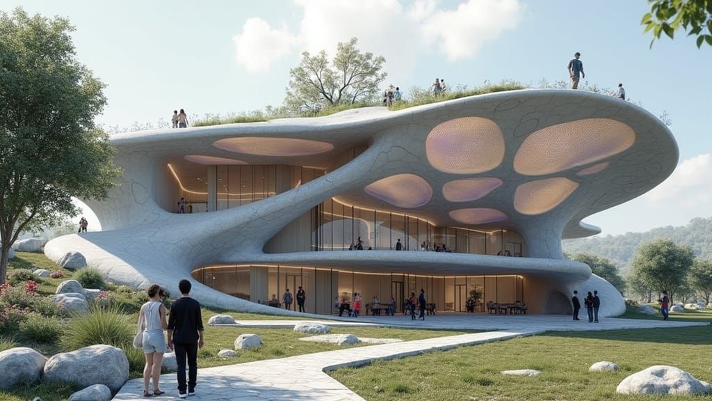 Futuristic Building with Iranian Geometry on African Hill