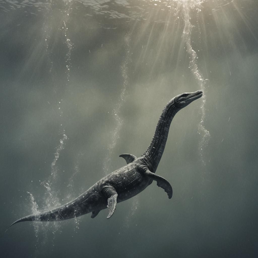 Plesiosaur in Murky Water: A Photorealistic Rendering
