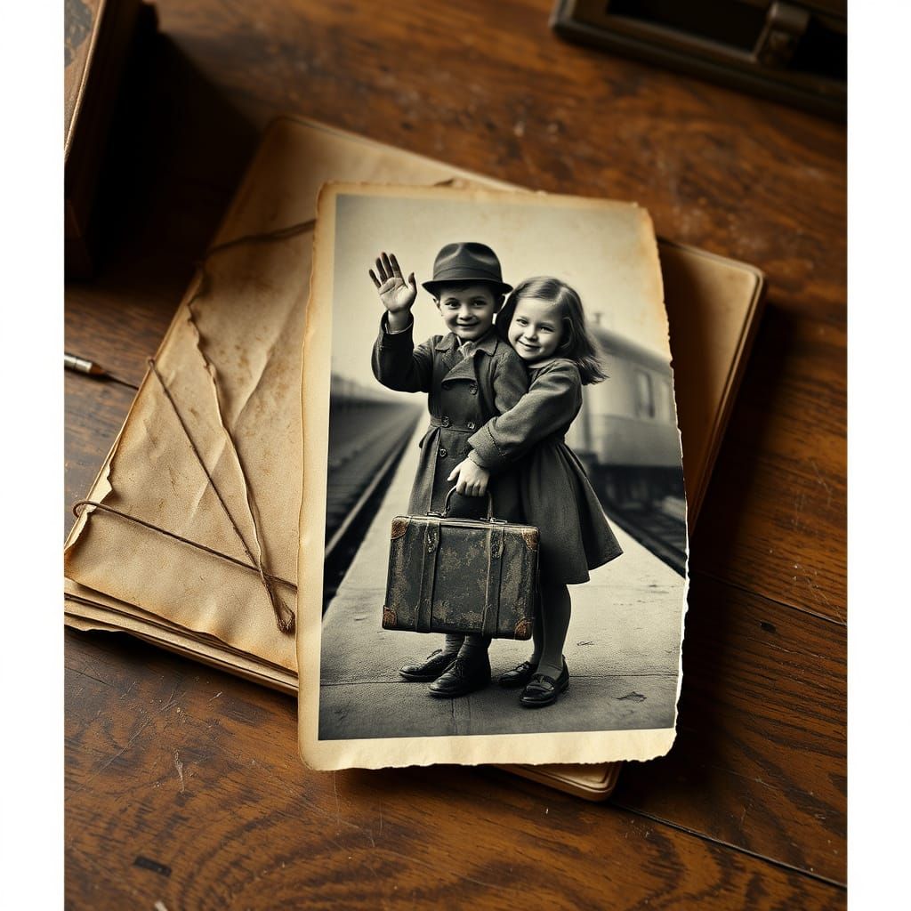 A Young Refugee Couple's Emotional Farewell in a Bygone Era