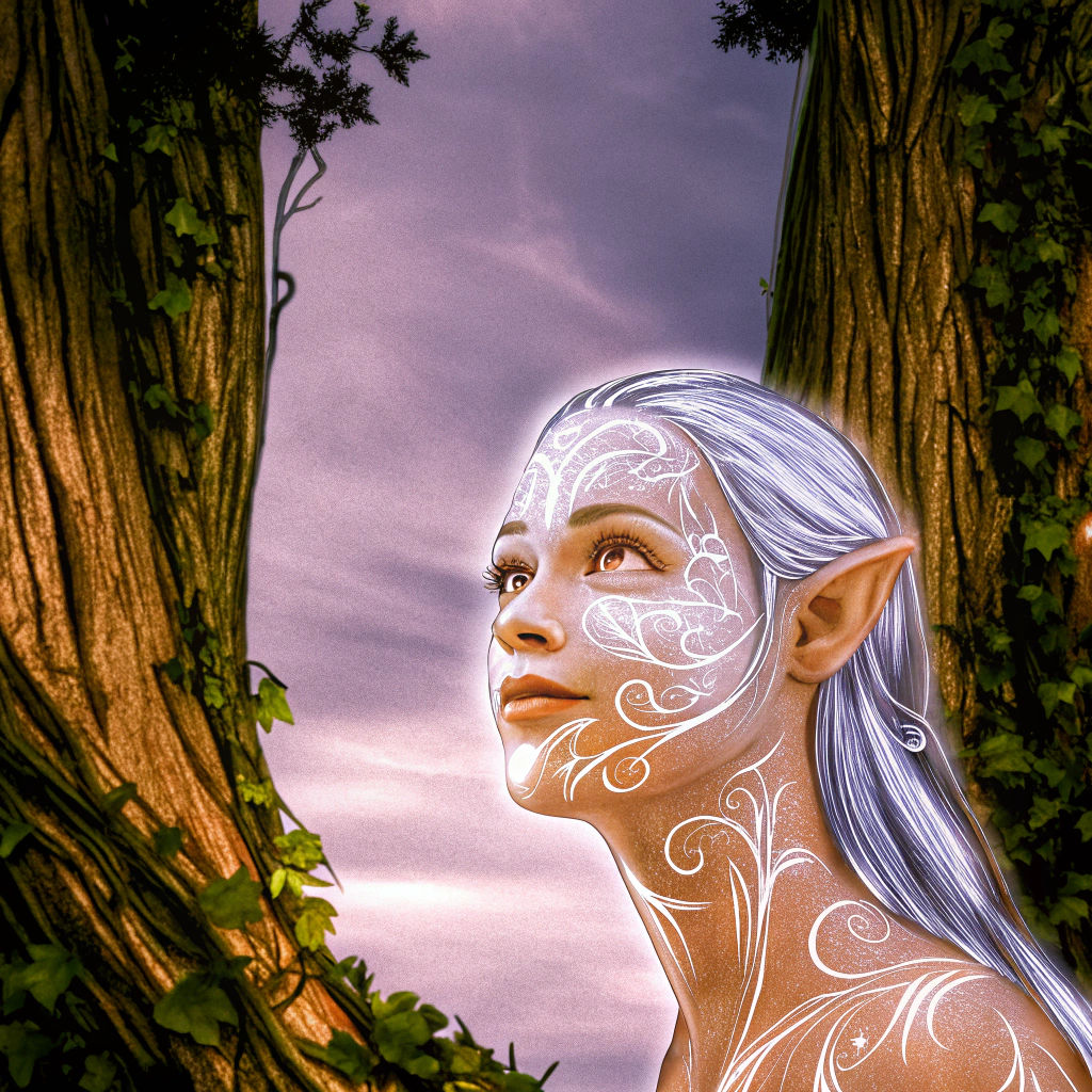 Ethereal Elf Merging With Enchanted Forest