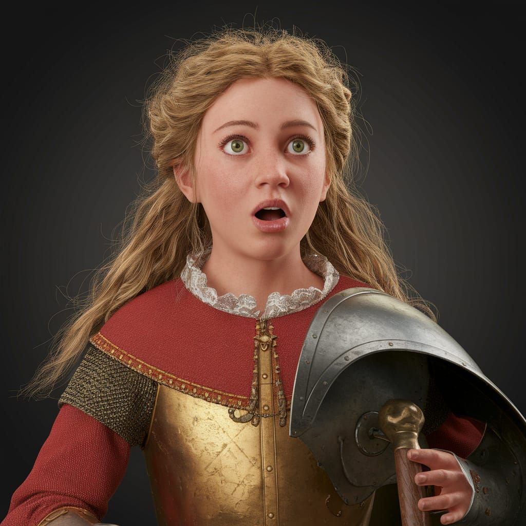 Surprised Medieval Squire with Golden Curls