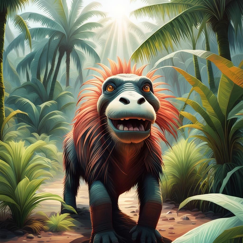 Lush Palm Garden: Fantasy Concept Art