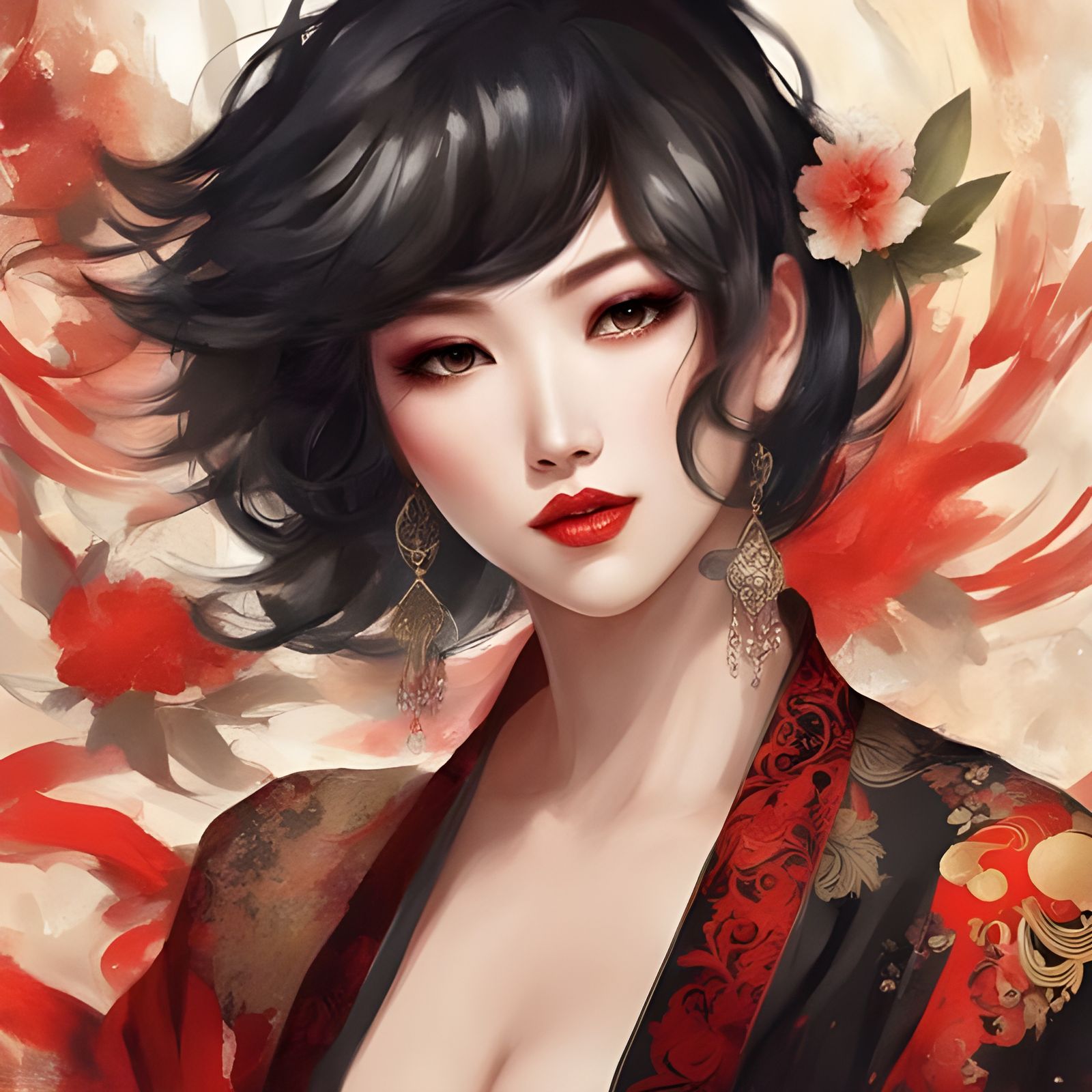 Japanese Schoolgirl Portrait in Renaissance Style