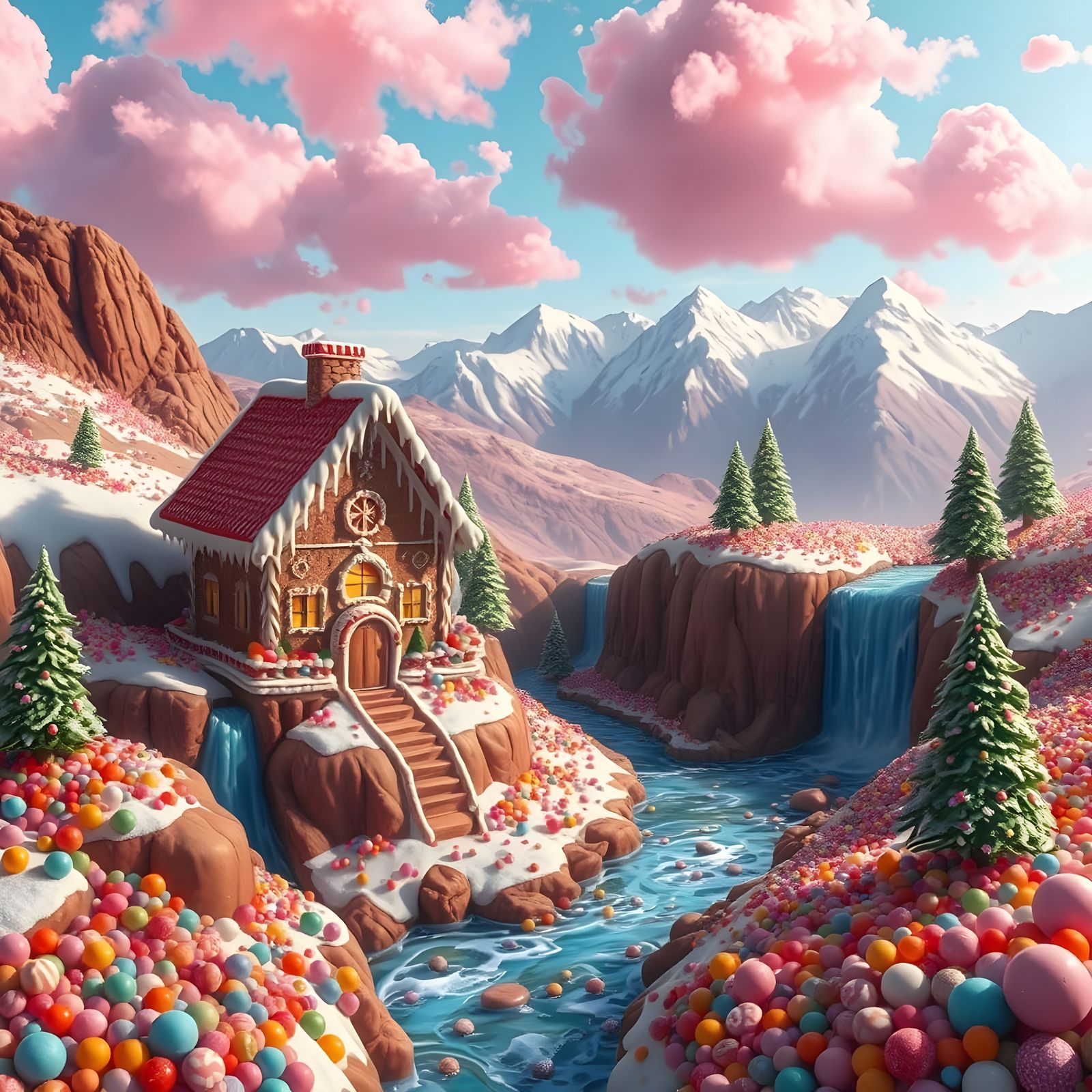 Whimsical Sweet Land: Chocolate River and Candy Fields