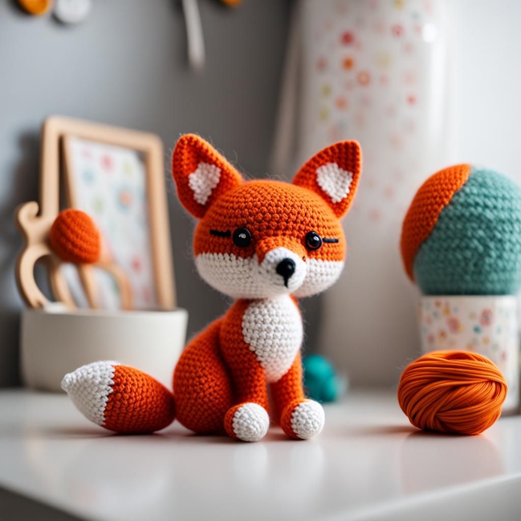 Crochet Fox Figurine in Girl's Bedroom