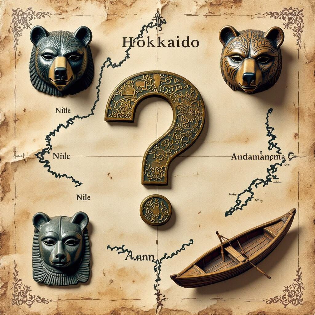 Archaeological Artifacts Map: Photorealistic Cinematic Illus...