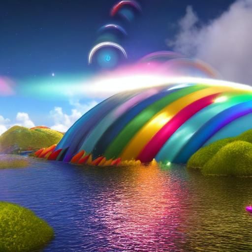 Vibrant Rainbow Alien in 3D Anime Style