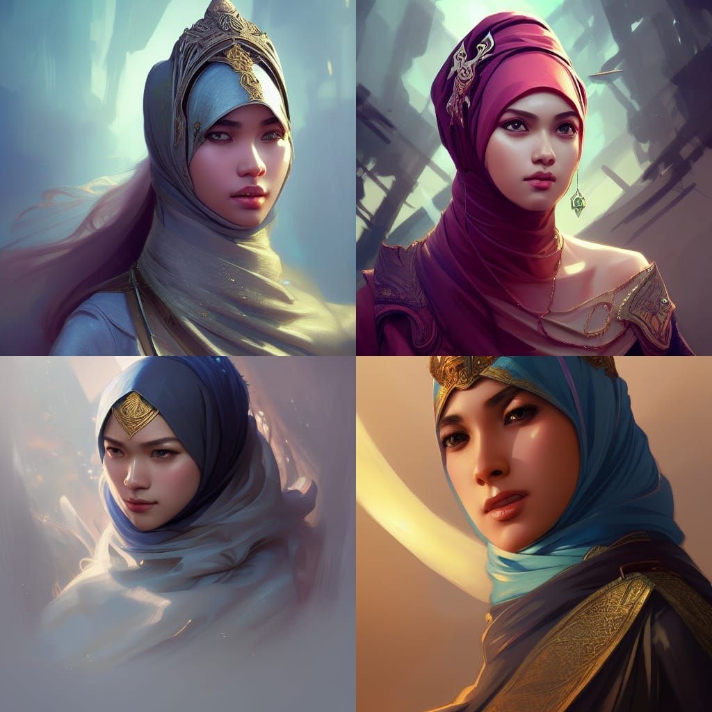 Malay Hijab Sword Queen Concept Art