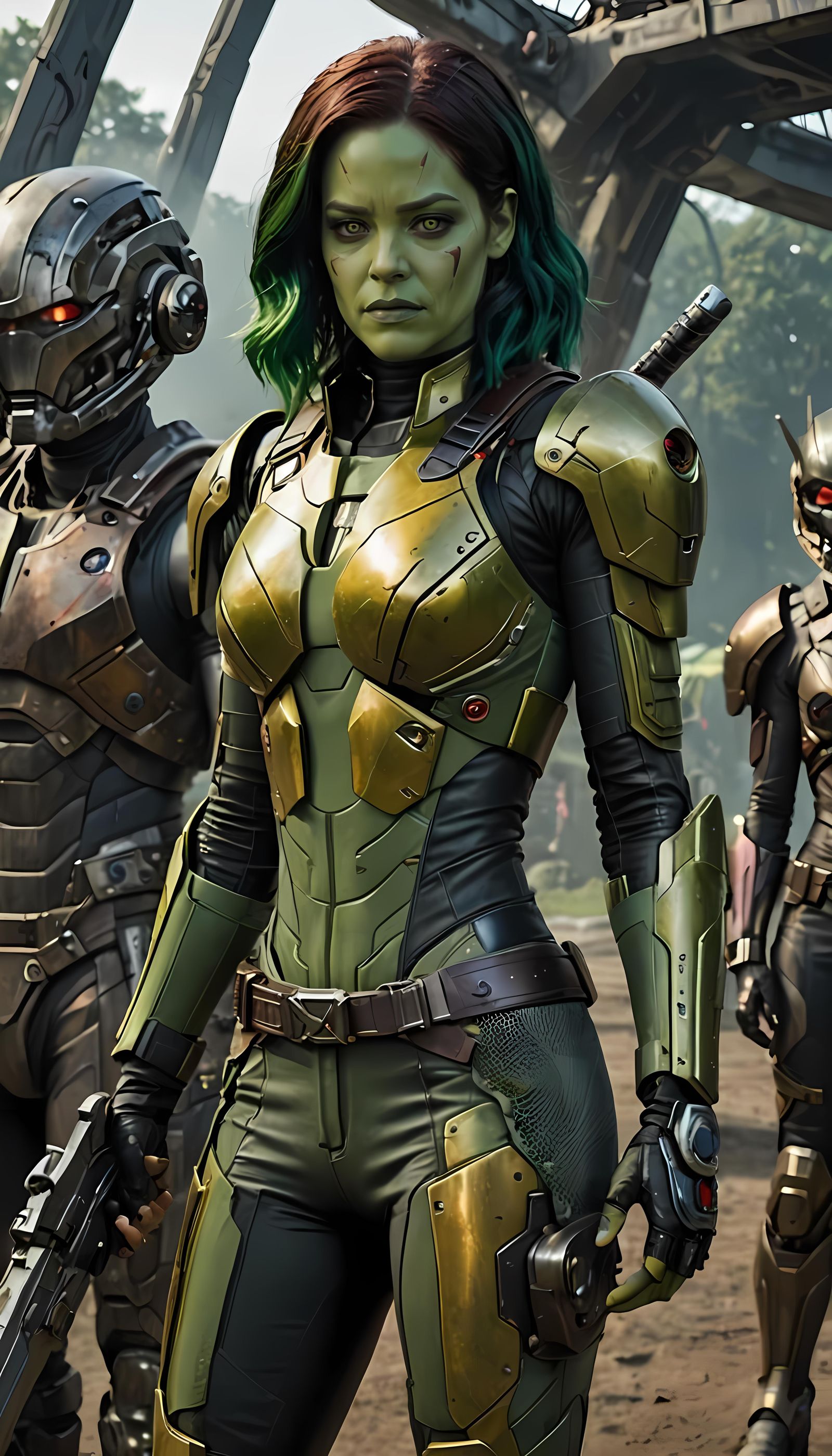 Jane Levy as Gamora in Sci-Fi Armor, 8K Render