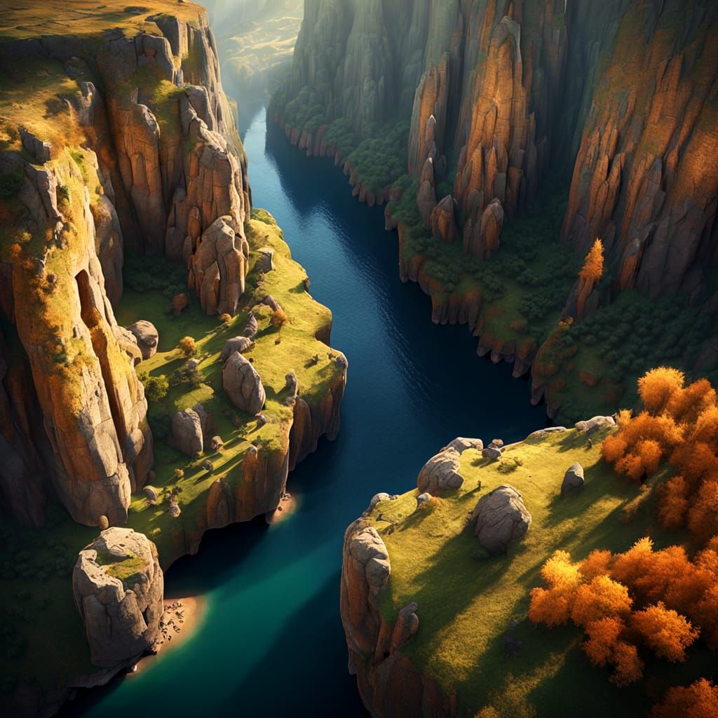 ancient caves high up in the cliff sides of a tall steep Canyon