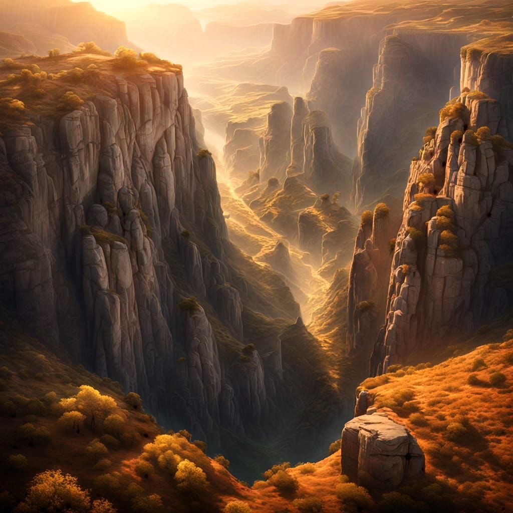 ancient caves high up in the cliff sides of a tall steep Canyon