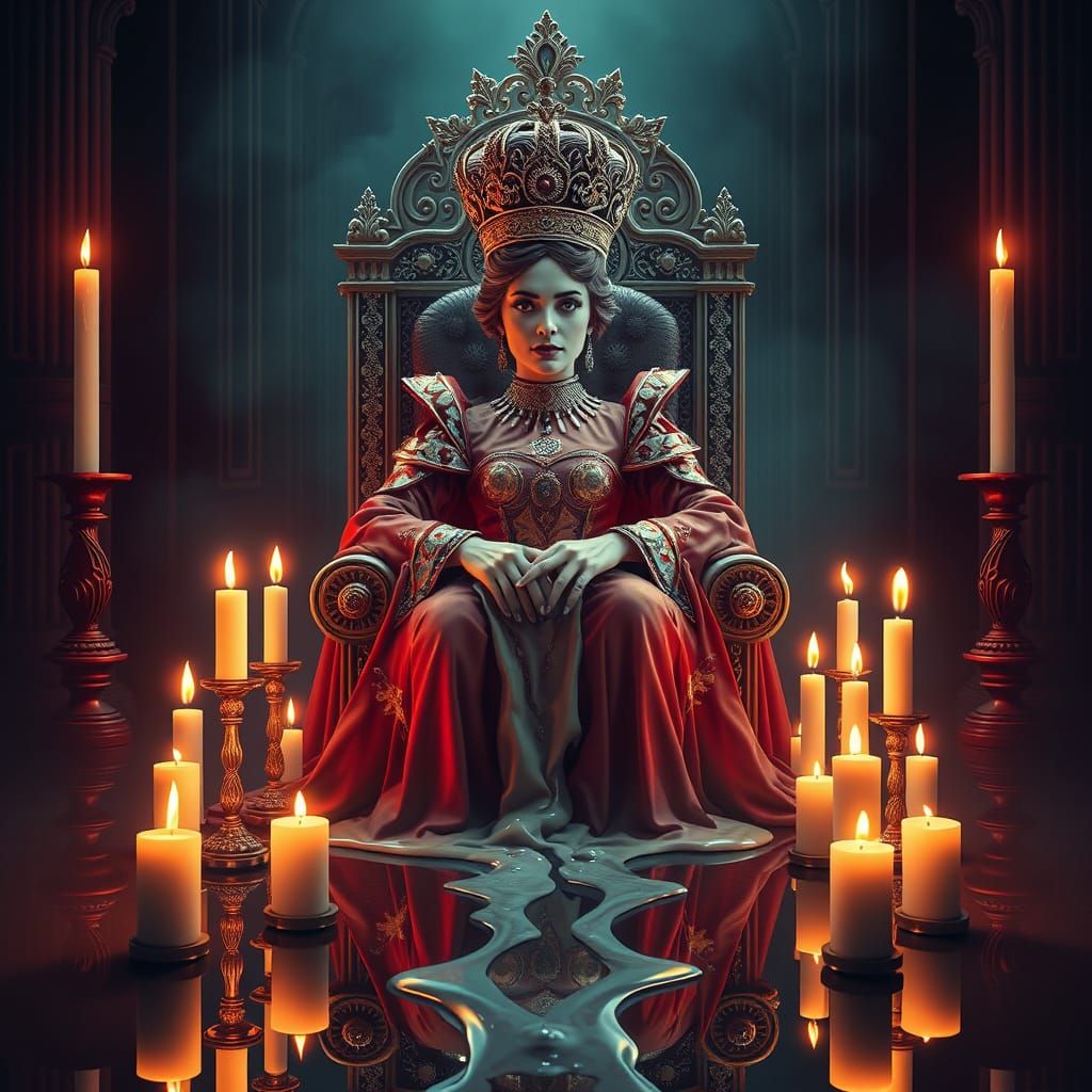 Melting Wax Queen on Throne in Gothic Style