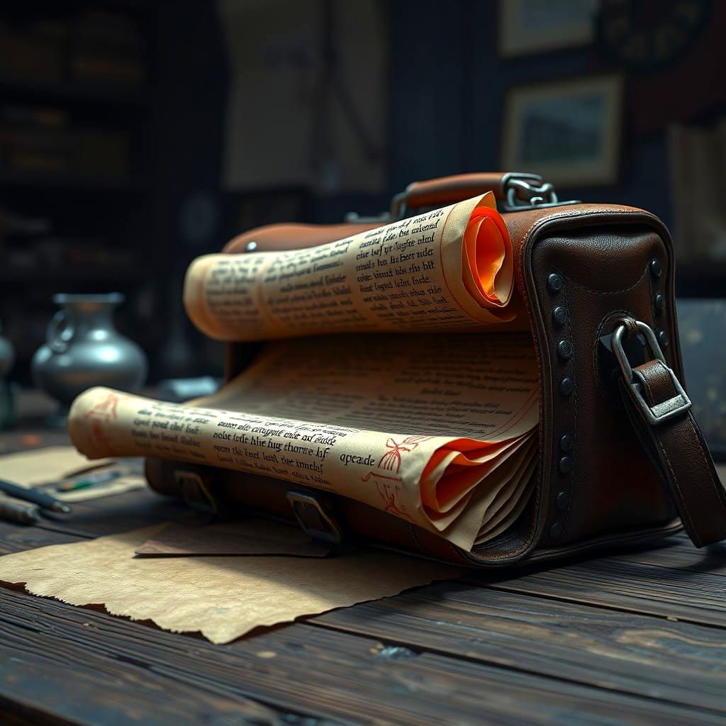 Ancient Leather Satchel Unveils Forgotten Tomes in Mystical...