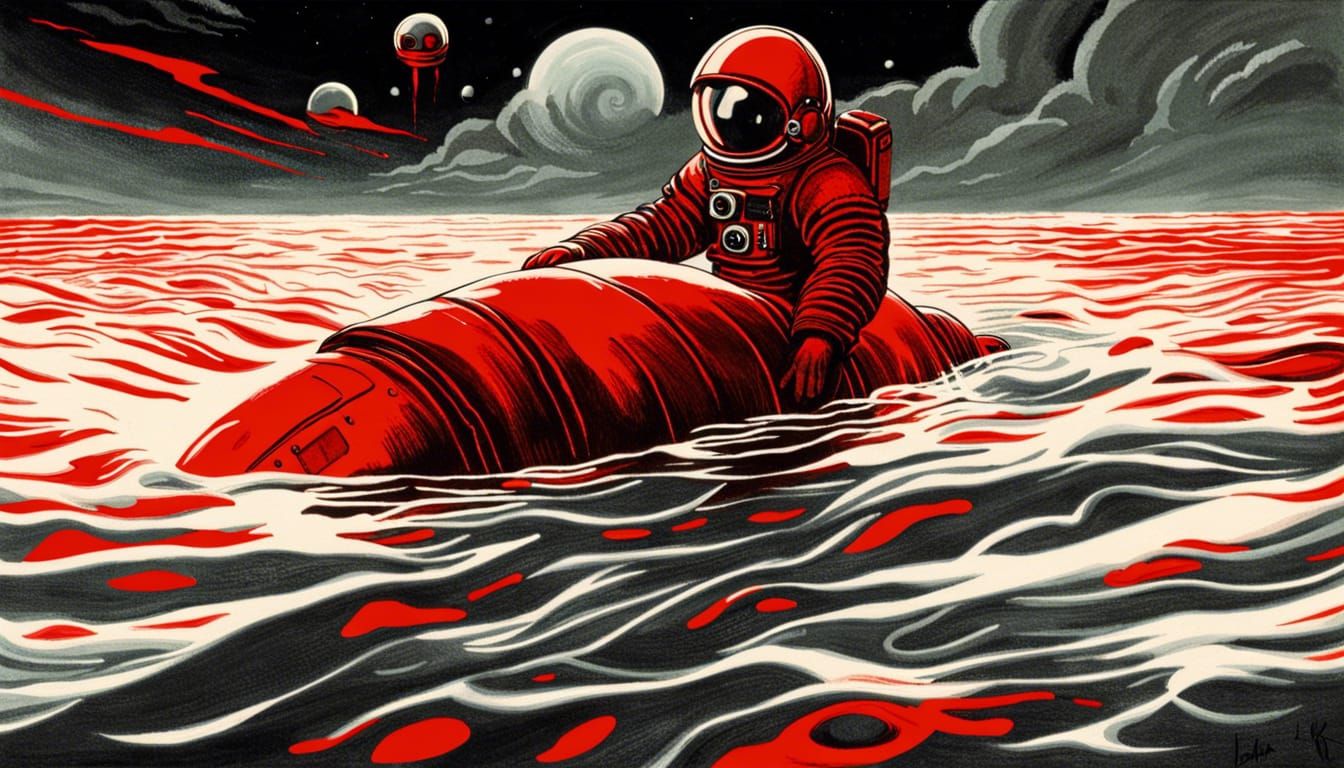 Astronaut and Solids: Surreal Sci-Fi Art