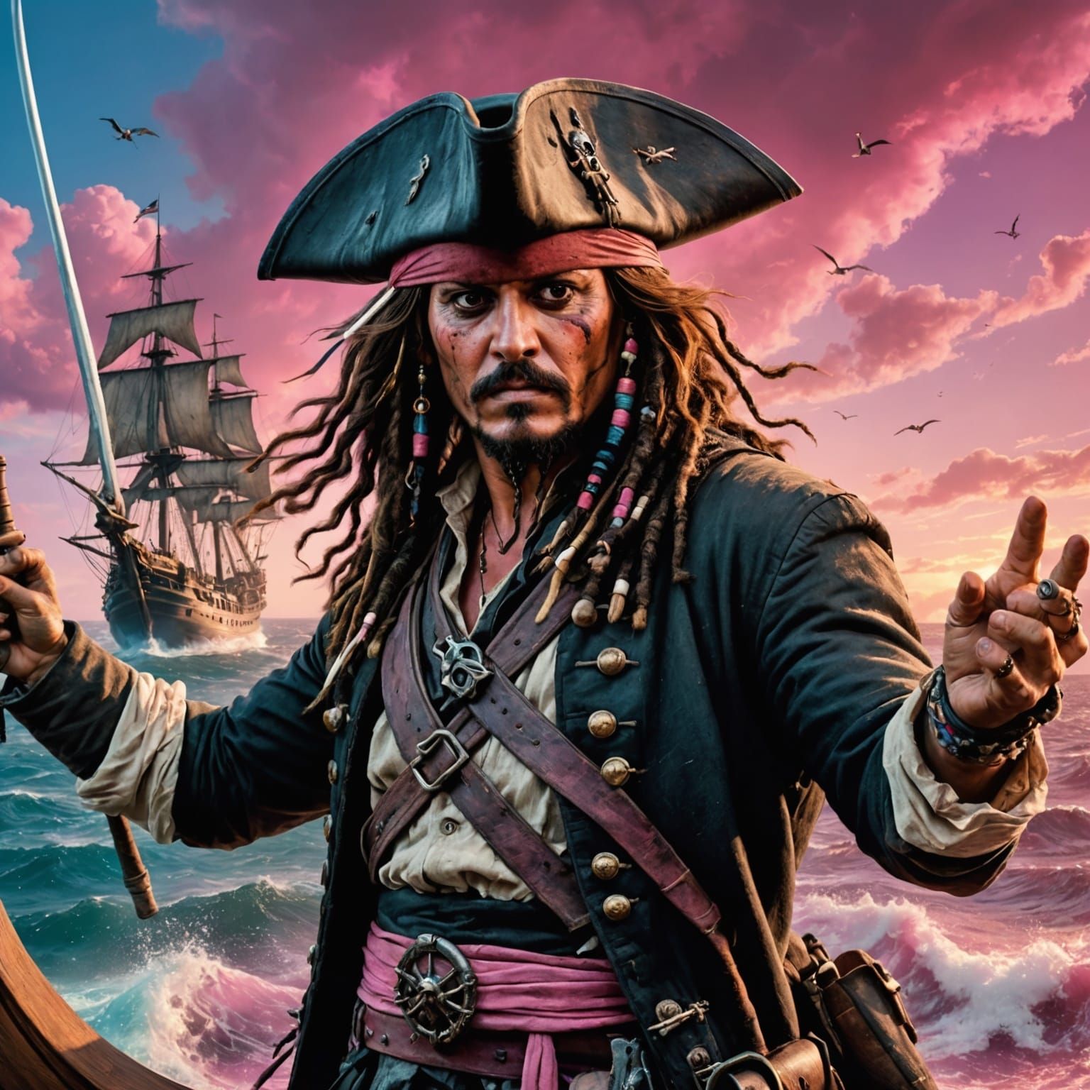 Captain Jack Sparrow Sword Fight on Ship