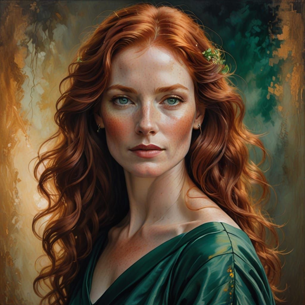 A Radiant Redhead in Jewel Tones