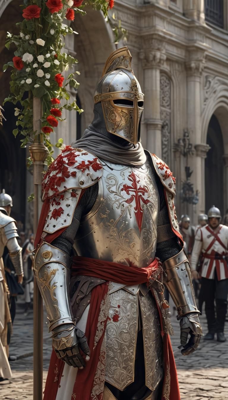 This hyperrealistic, full-body scene in 4K captures a Templa...