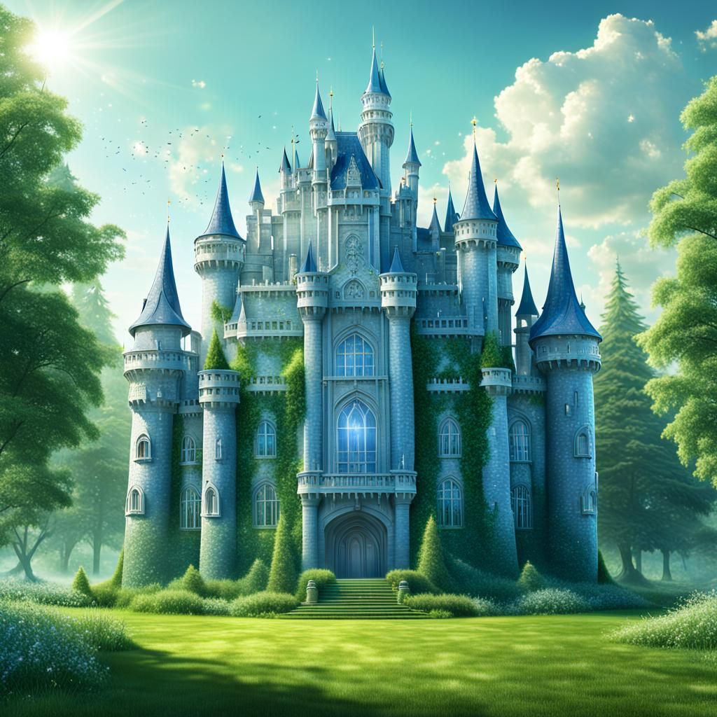 Crystal Fairy Tale Castle in Summer Light