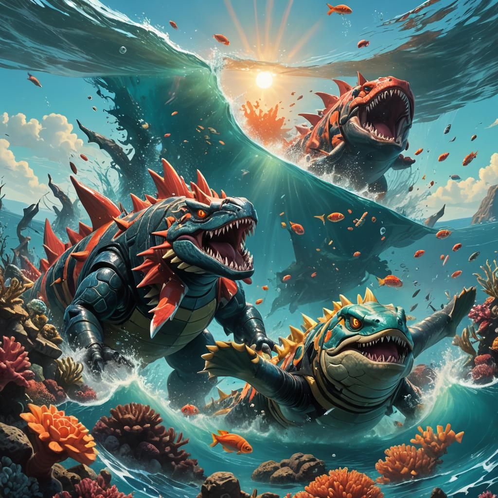 Primal Groudon and Krookodile Emergence: Fantasy Concept Art