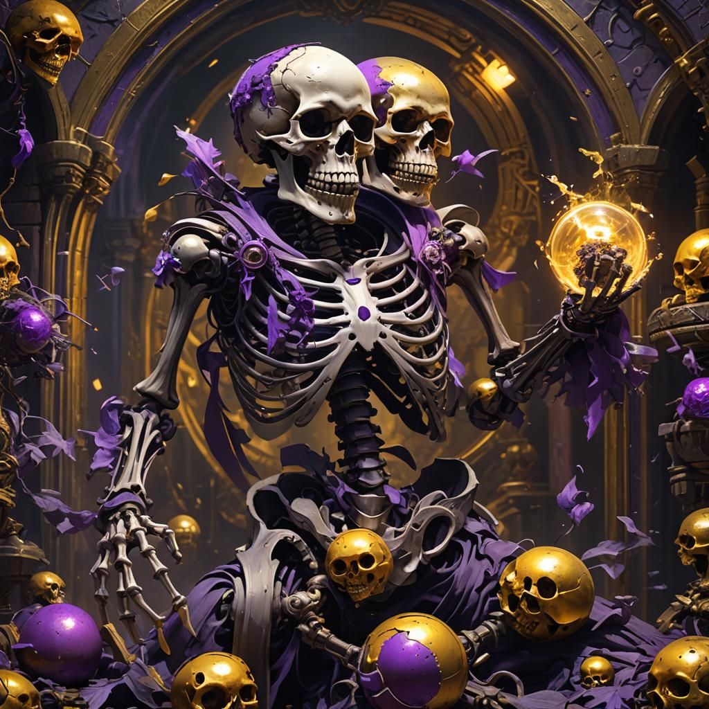 Skeleton with Skull Bomb: Dark Fantasy Art