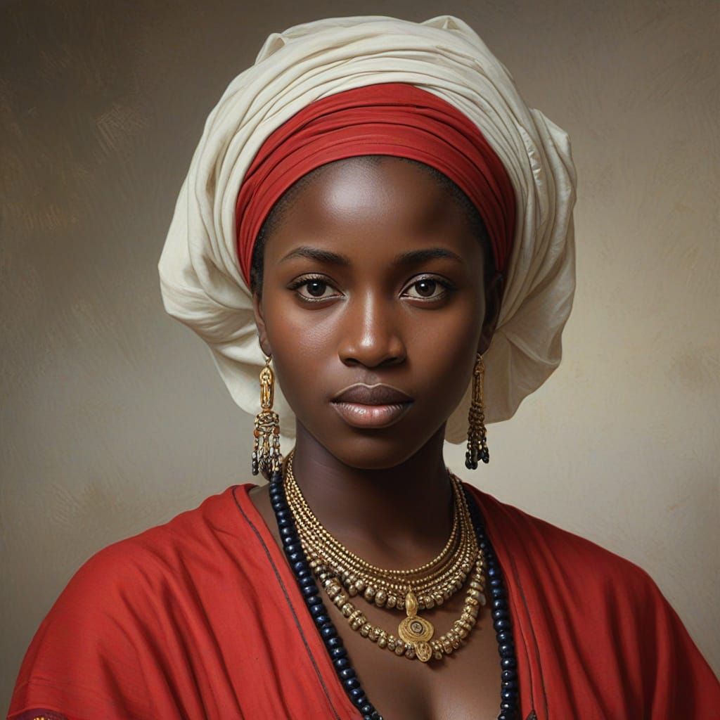 Kenyan Woman Portrait in Bouguereau Oil Painting Style