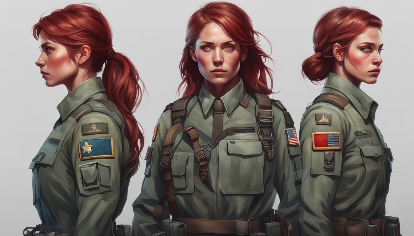Female Soldier Portrait in Hyperdetailed Style