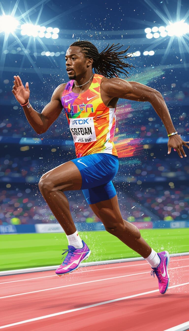 Athlete in Motion: Impressionist-Inspired Sports Scene