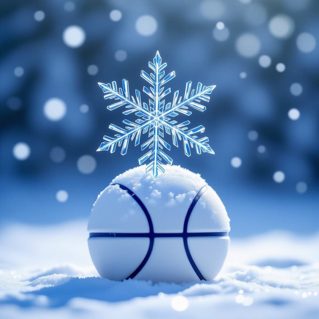 Anime Snowflake on Basketball in Shinkai & Ghibli Style