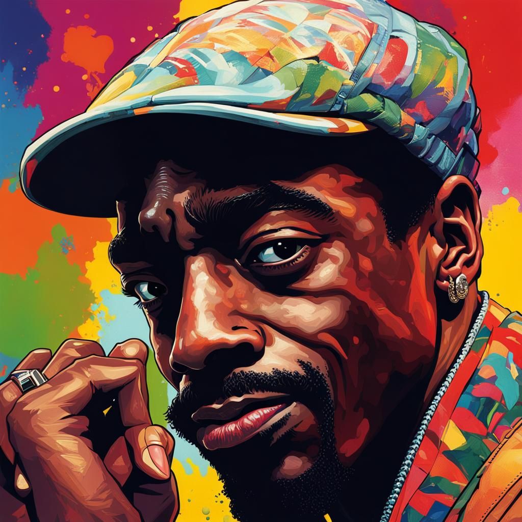 Hyperrealistic Portrait of Andre 3000 in Splash Art Style