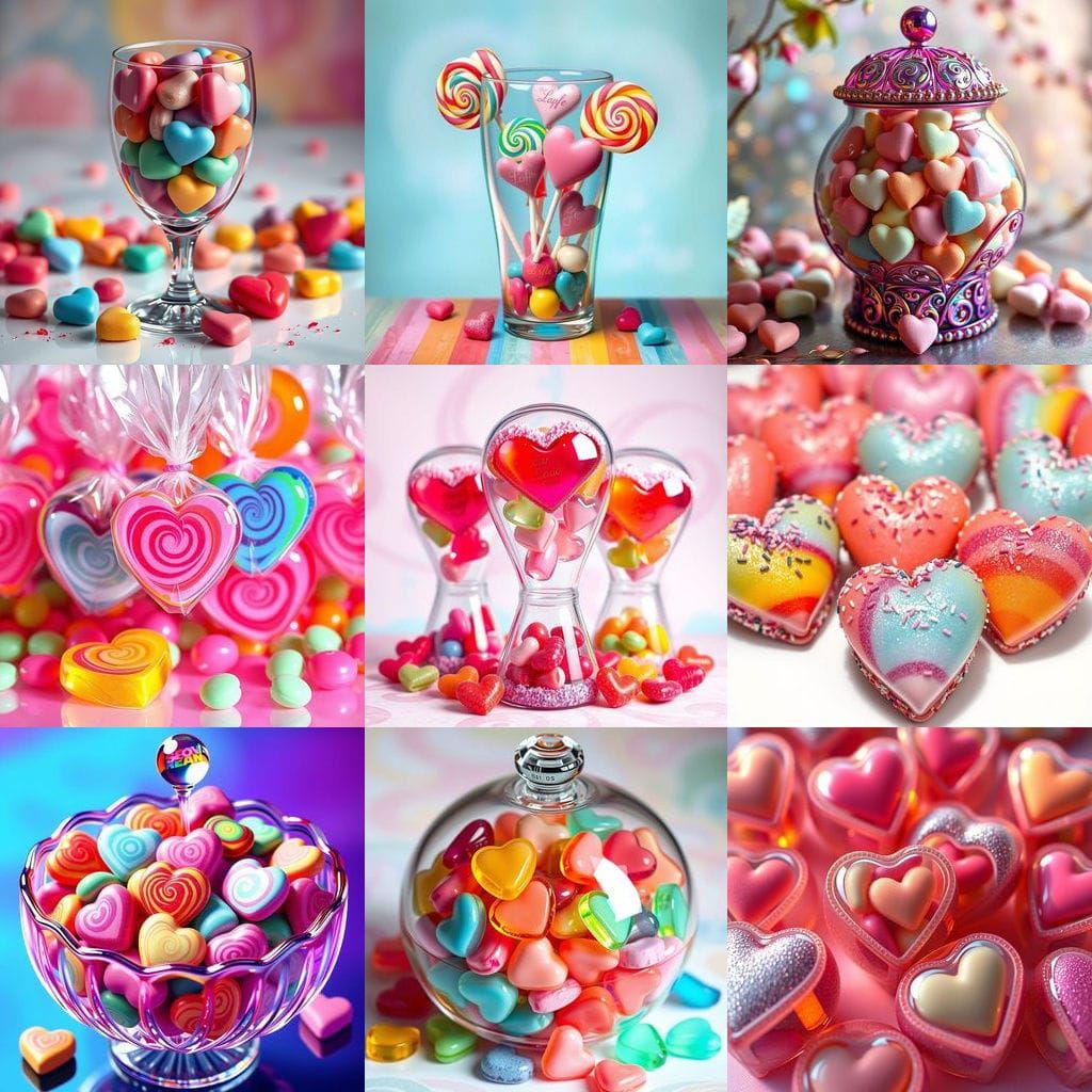 Glass Jewelry with Candy Hearts