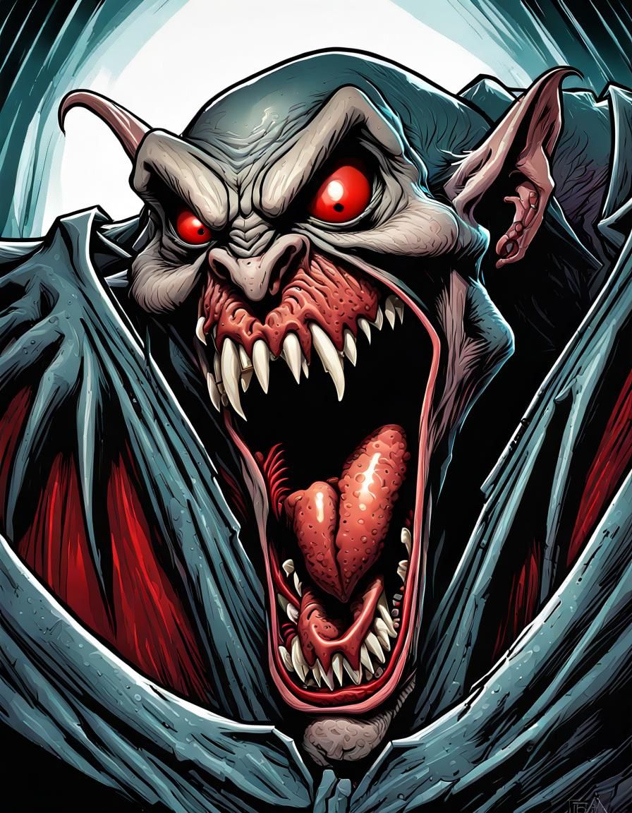 Hissing Vampire in Expressionistic Digital Art