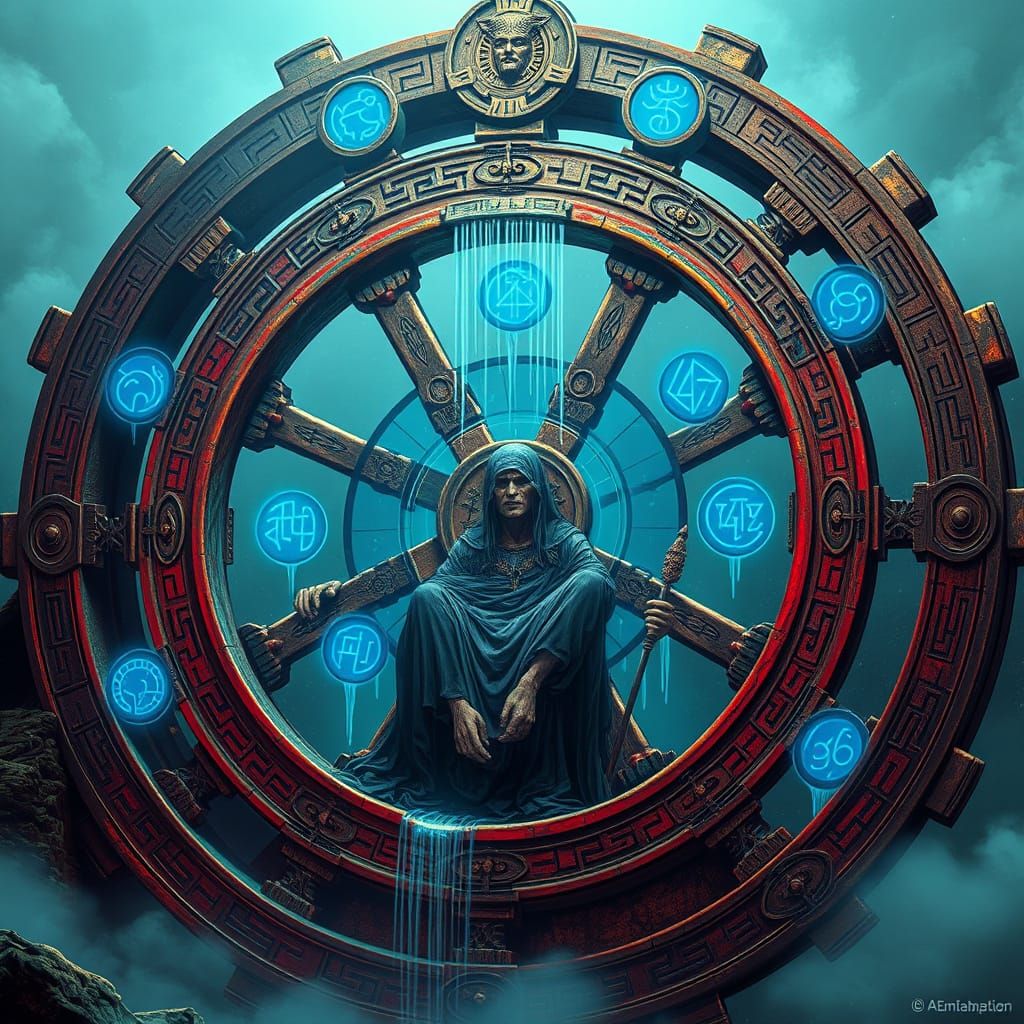 Mystical Oracle of the Fog in Neon Pulp Comic Style